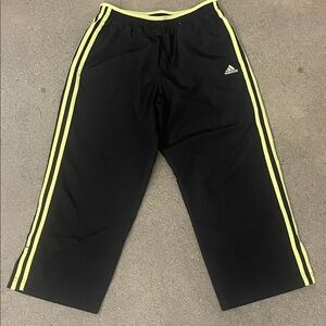 Adidas Kids Black Sweatpants with Neon Yellow Stripes